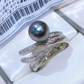 S925 sterling silver pearl wing hollow ring with retro and fashionable ring opening(without pearl)